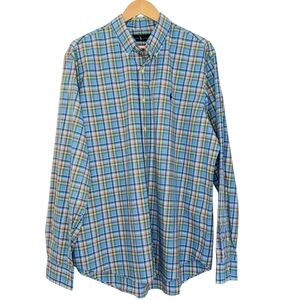 RALPH LAUREN Men’s Blue Plaid Button Down Shirt XL Classic Fit Preppy Business